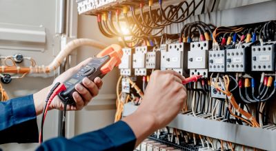Electrician Working on a Panel